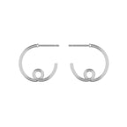 Pair of large 14k white gold loopy hoop earrings on a white background