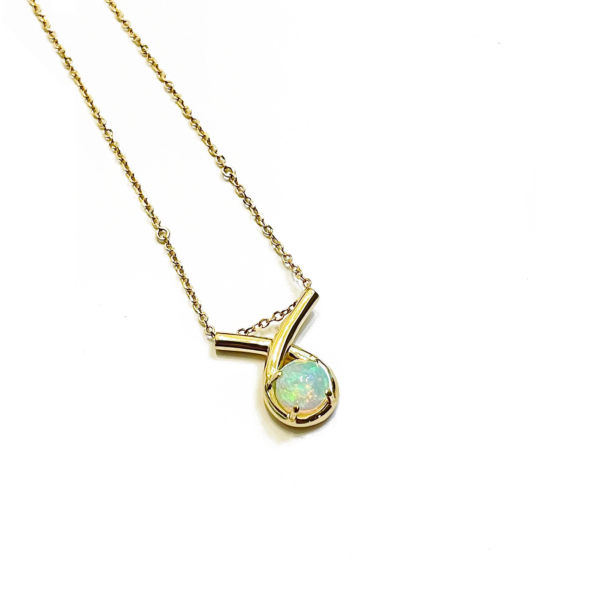 14K Yellow Gold Loopy Opal Necklace
