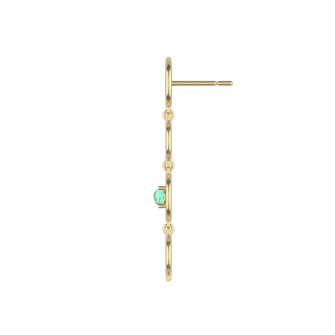 14K Yellow Gold Opal Half Moon Dangle Earrings