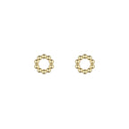14K Yellow Gold Mini Beaded Circle Stud Earrings