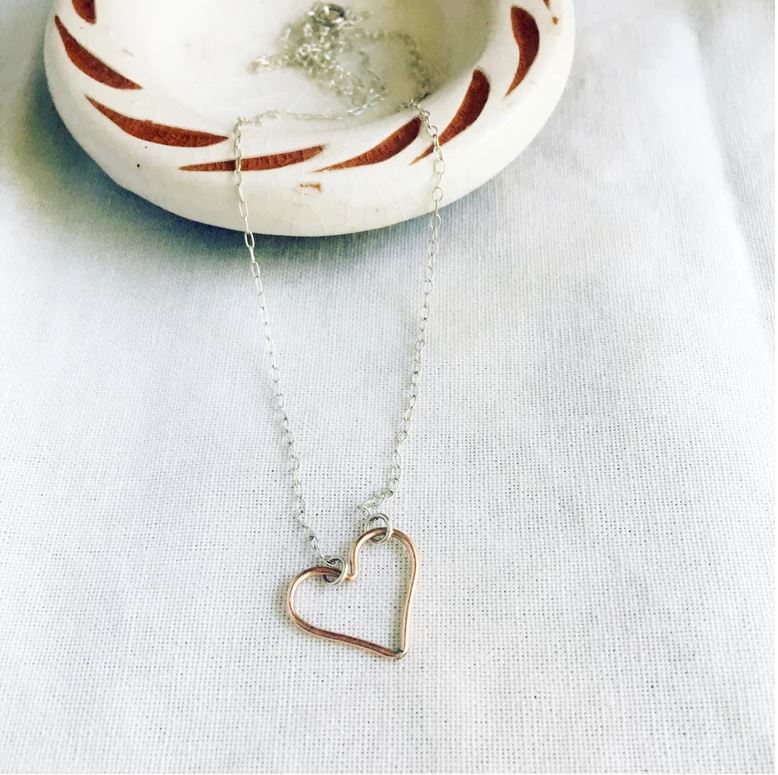 Rose Gold Fill Sterling Silver Open Heart Necklace