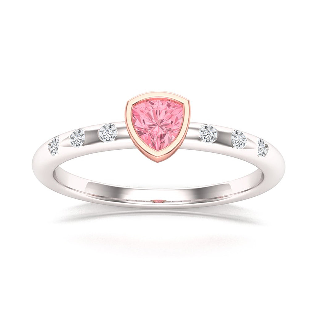 pink trillion cut tourmaline ring angle