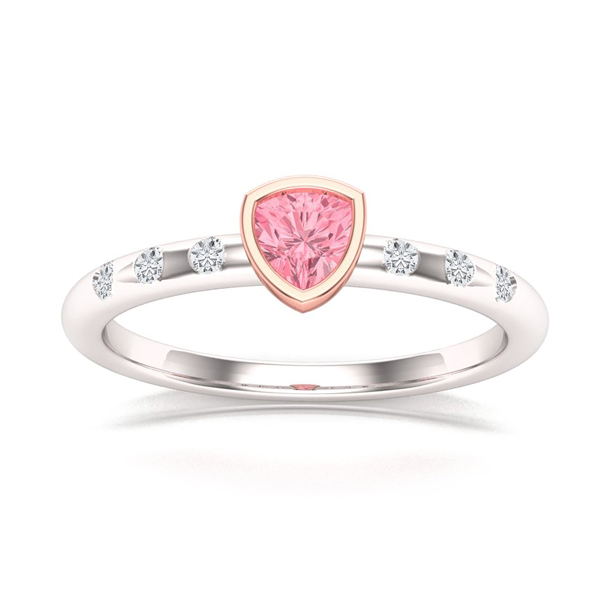 pink trillion cut tourmaline ring angle