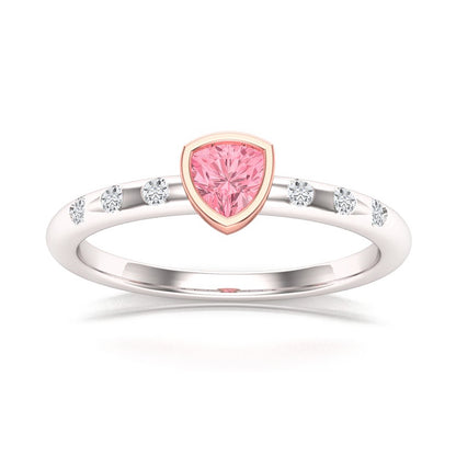 pink trillion cut tourmaline ring angle
