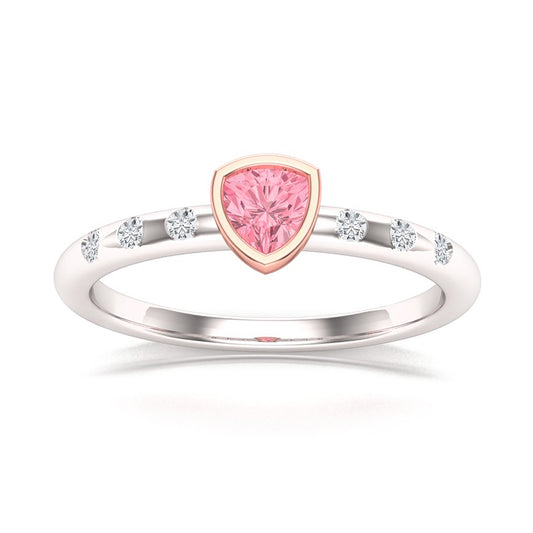 pink trillion cut tourmaline ring angle