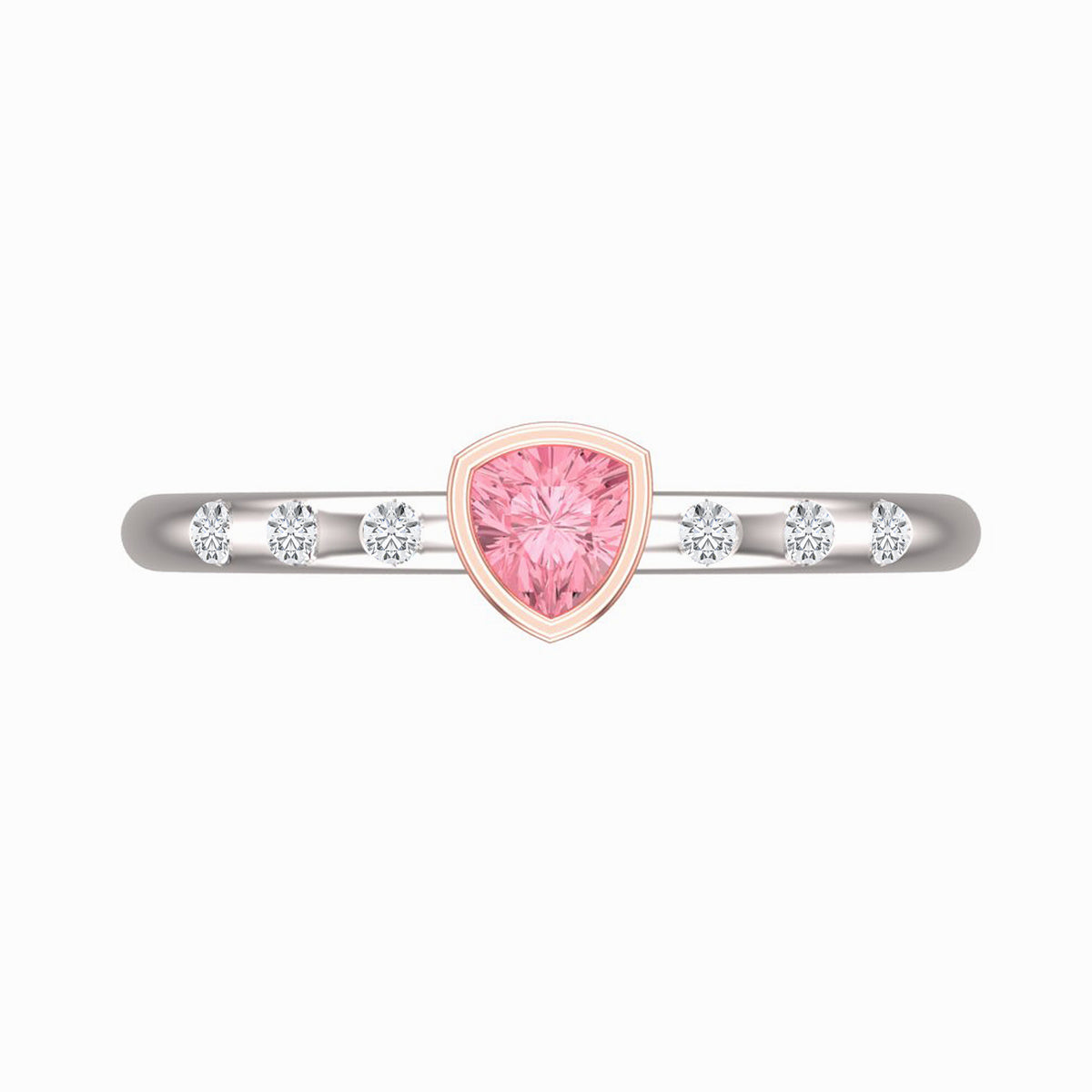 pink trillion cut tourmaline ring top