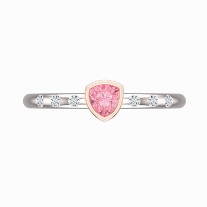 pink trillion cut tourmaline ring top
