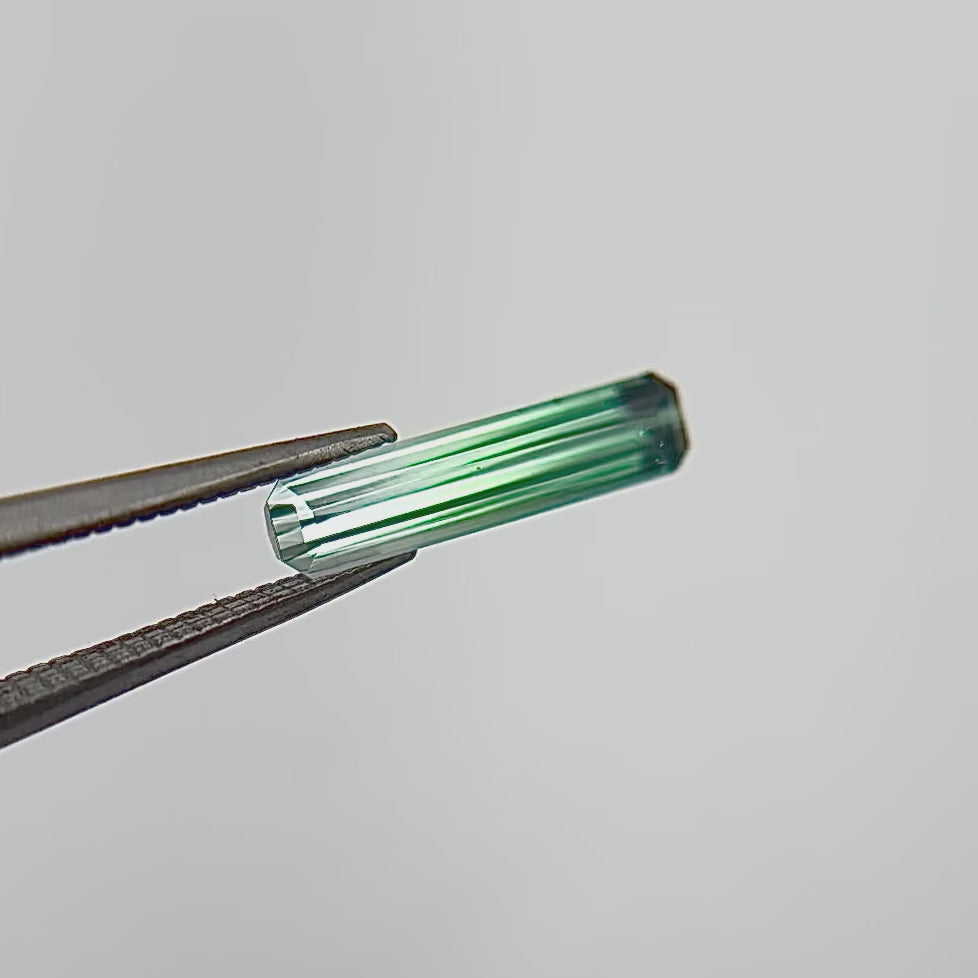 elongated emerald cut bicolor tourmaline