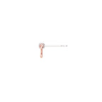Small 14k rose and white gold mini interlocking hoop earrings on a white background