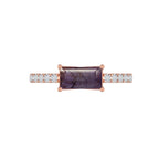 10K Rose Gold Super Seven Amethyst & Diamond Ring
