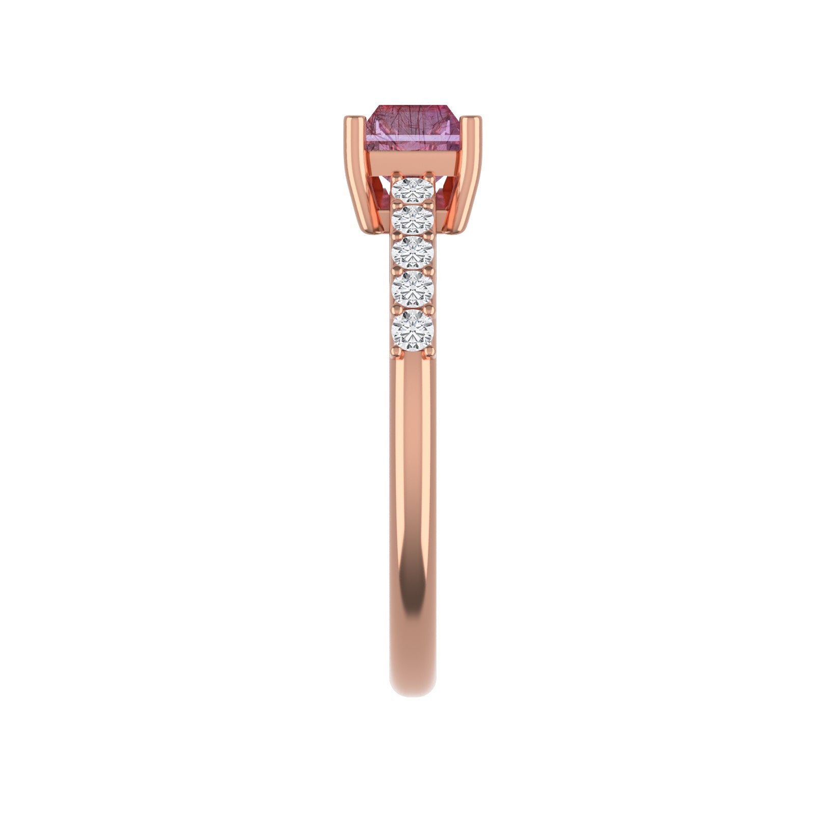10K Rose Gold Super Seven Amethyst & Diamond Ring