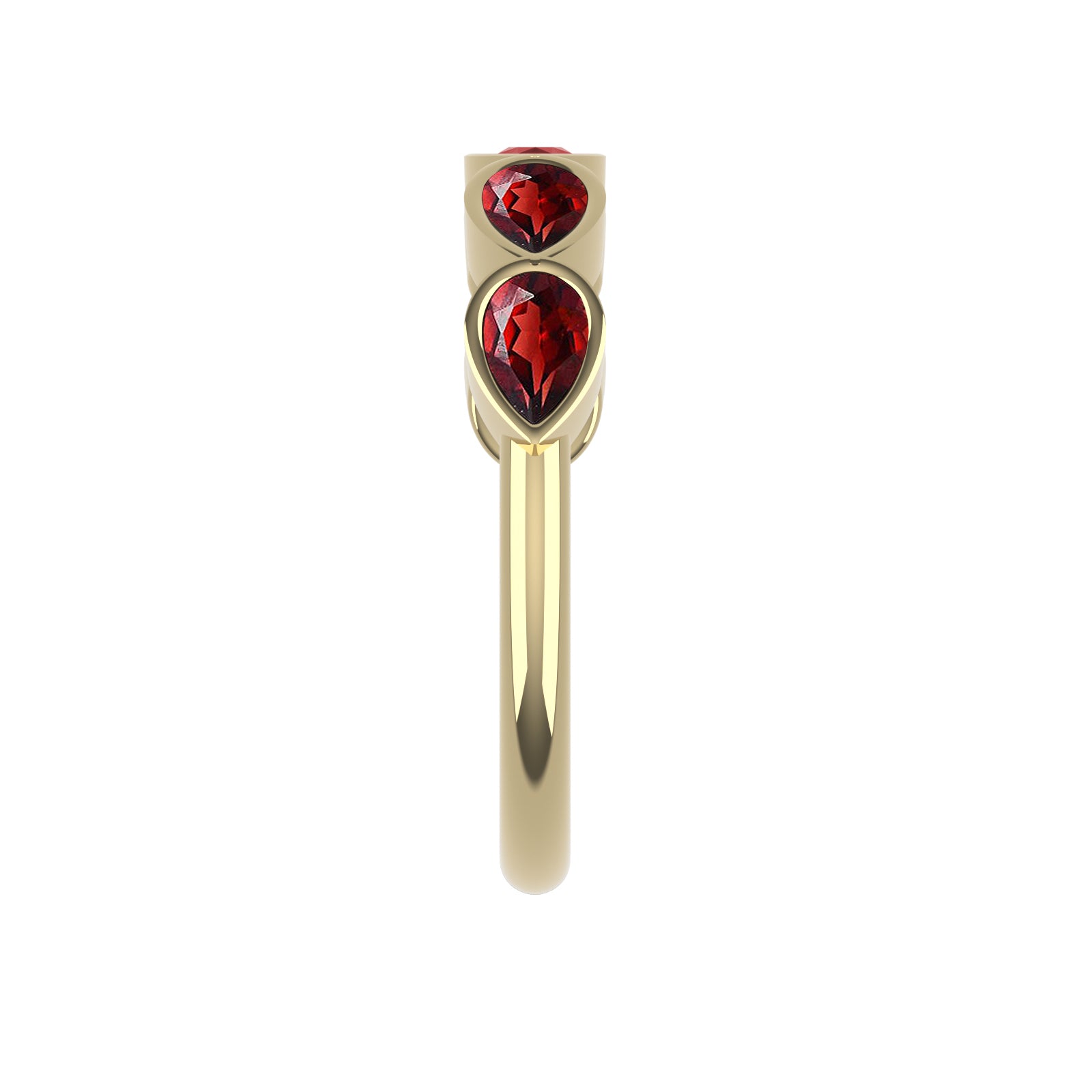 14K Yellow Gold Garnet Droplet Band