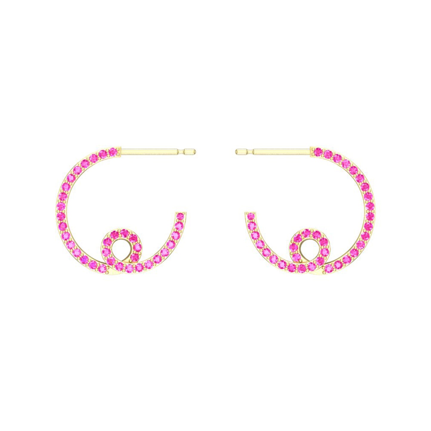 14K Yellow Gold Gemstone  Small Loopy Earrings