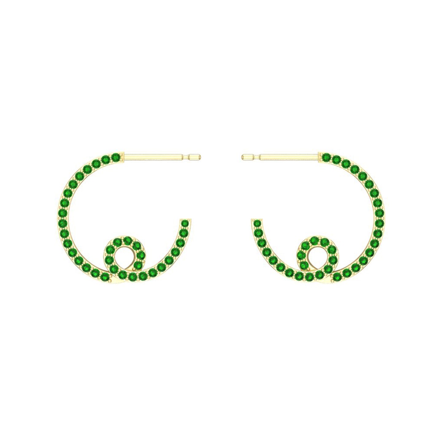 14K Yellow Gold Gemstone  Small Loopy Earrings