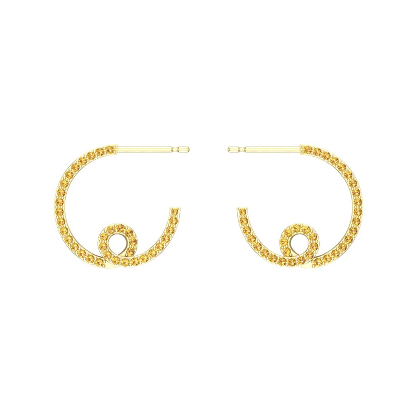 14K Yellow Gold Gemstone  Small Loopy Earrings