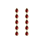 14K Yellow Gold Garnet Droplet Dangle Earrings