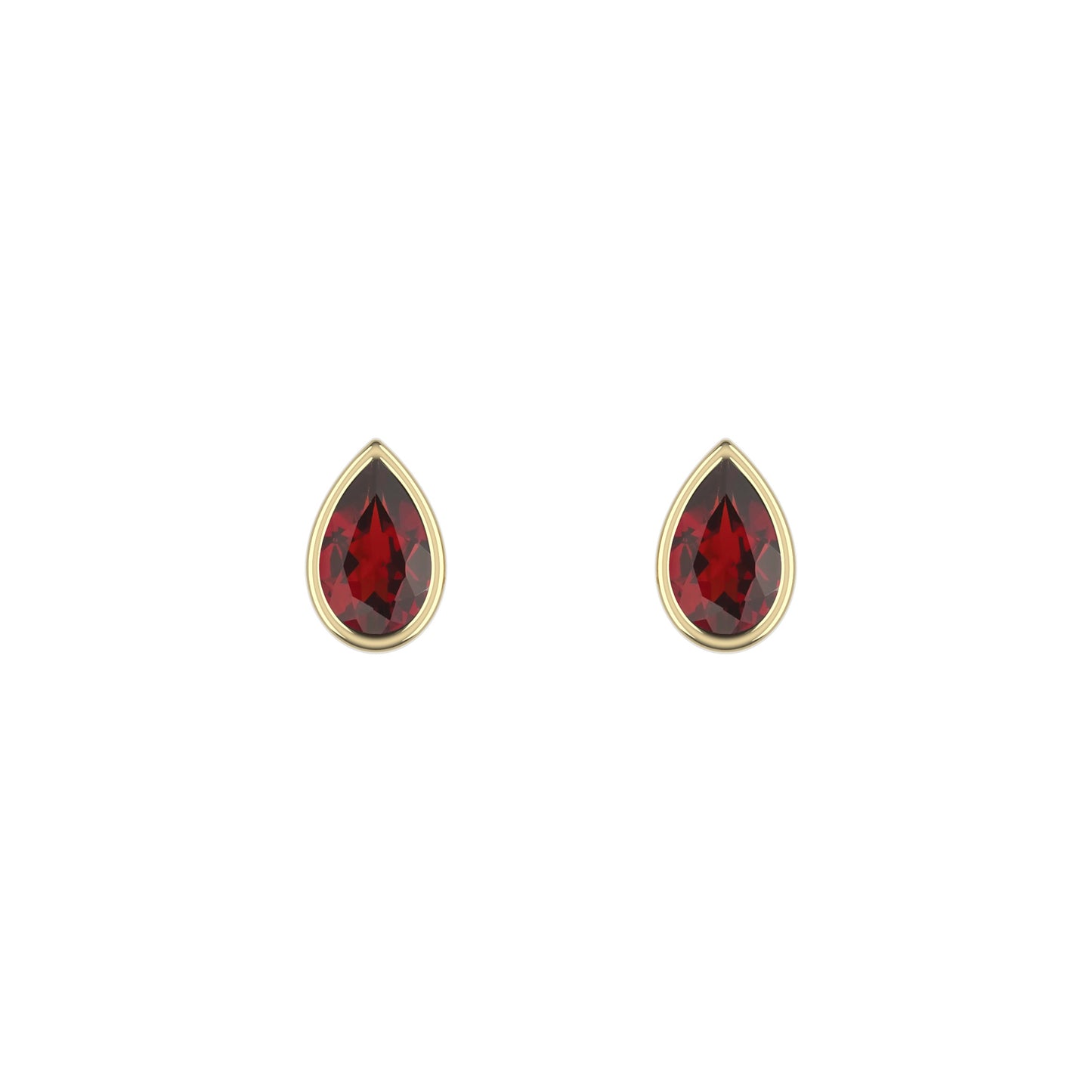 14K Yellow Gold Garnet Droplet Stud Earrings