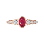 14K Rose Gold Lab Ruby and Diamond Band