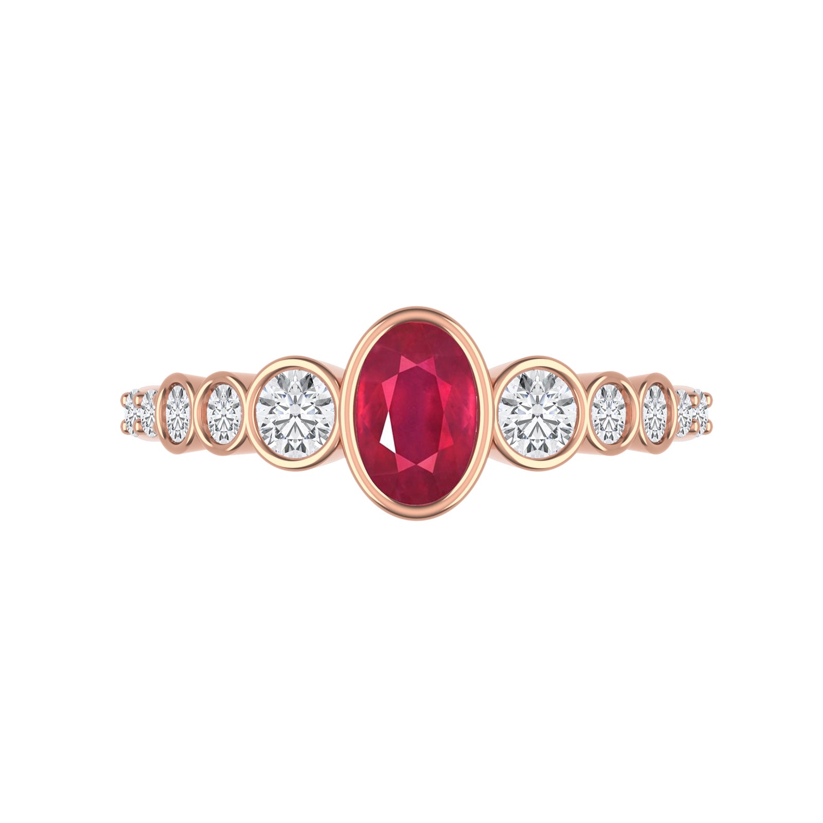 14K Rose Gold Lab Ruby and Diamond Band