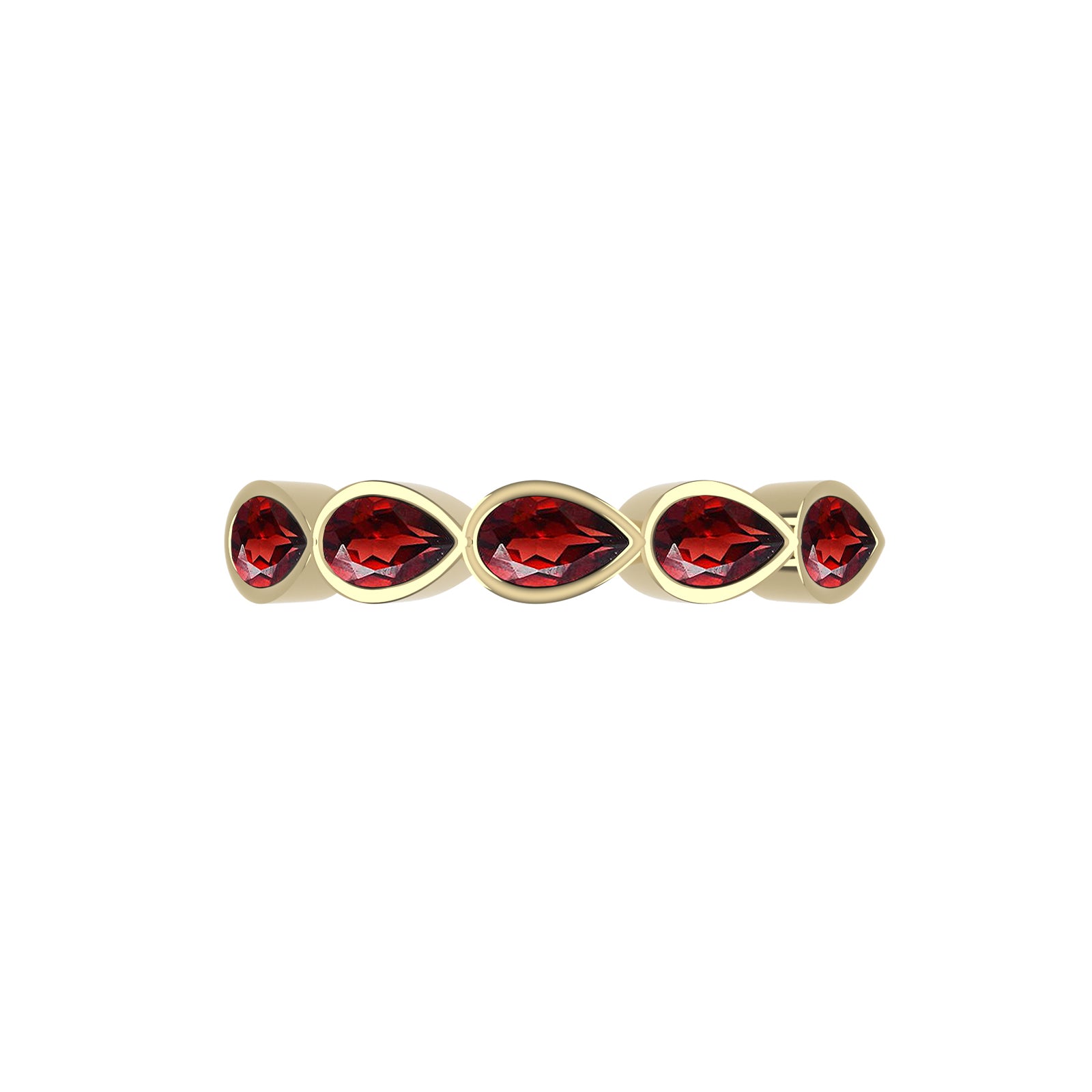 14K Yellow Gold Garnet Droplet Band