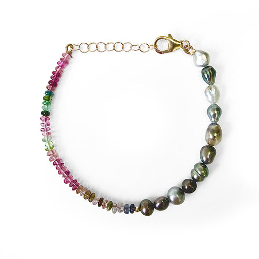 Twilight & Tide Bracelet | Tourmaline & Tahitian Pearl