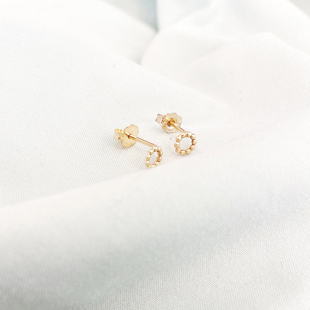 Jillery - 14KY handcrafted mini beaded circle stud earrings