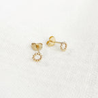 14KY mini beaded circle stud earrings