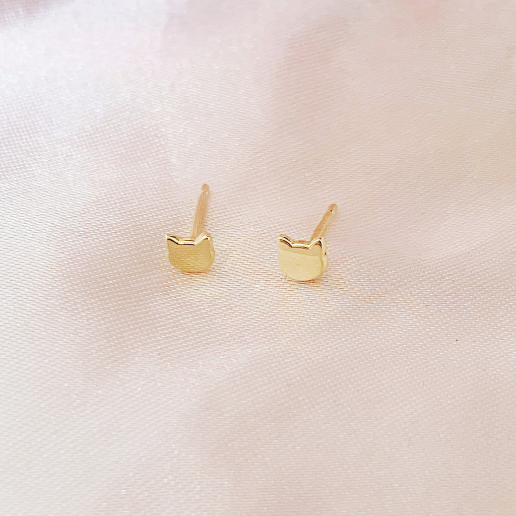 14KY Boucles D'Oreilles Chat