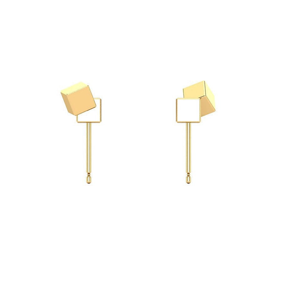 10K Yellow Gold Cubism Stud Earrings