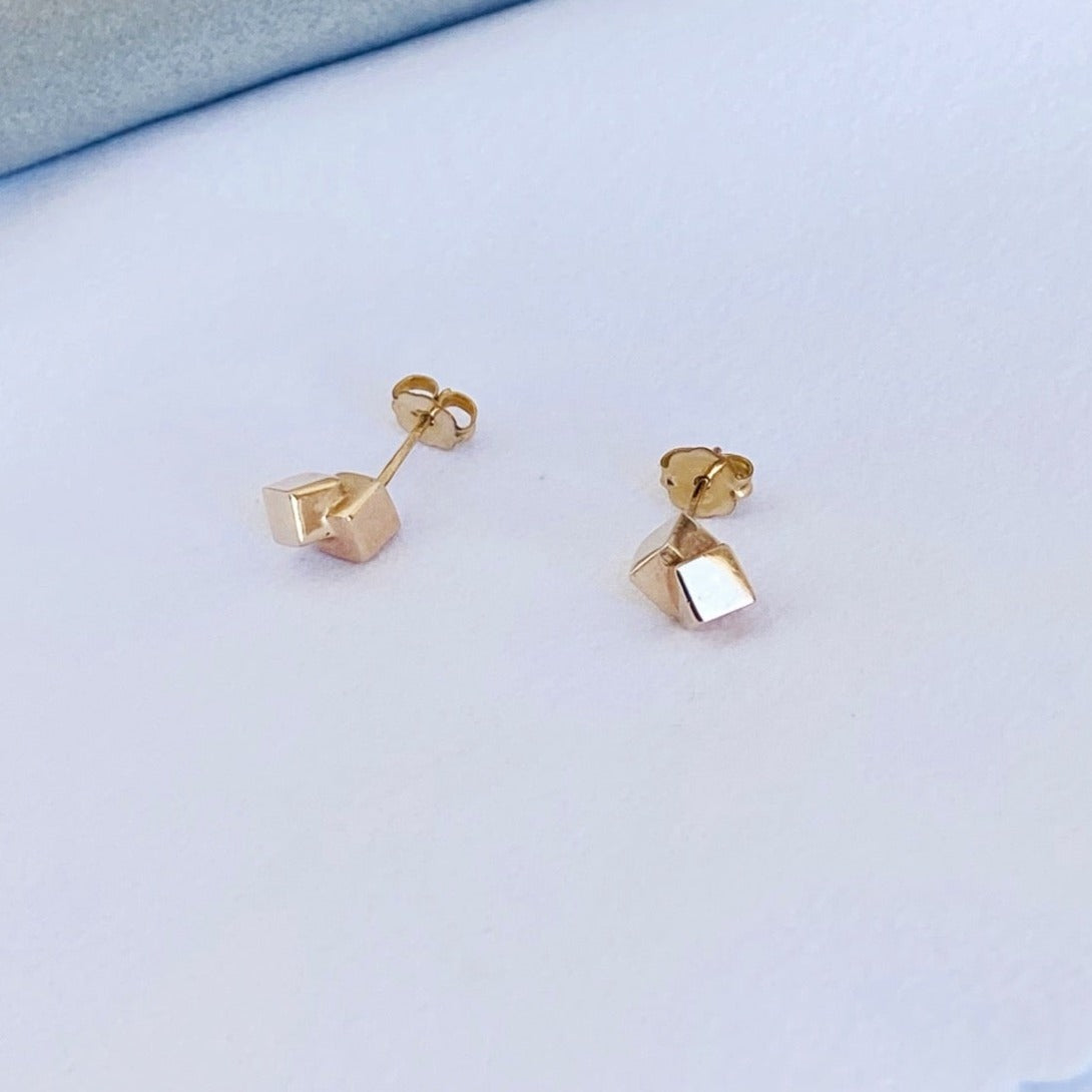 10K Yellow Gold Cubism Stud Earrings
