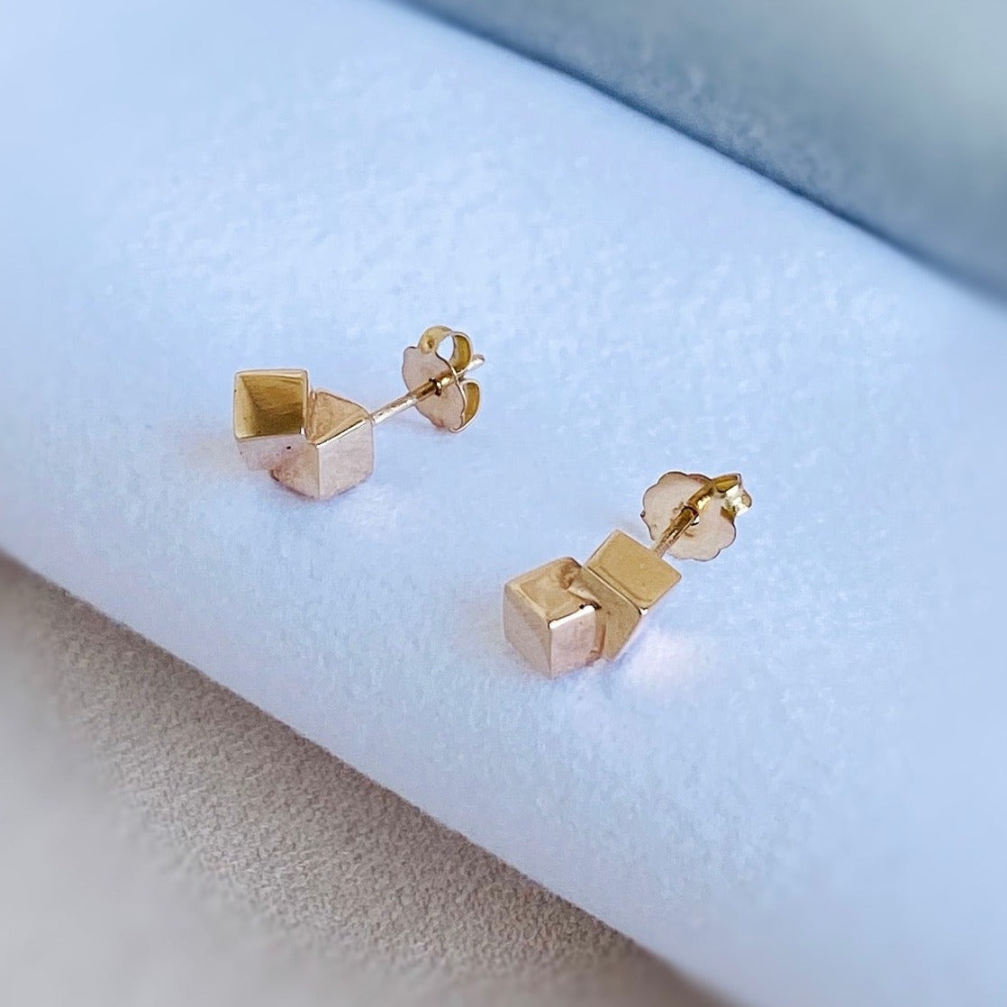 10K Yellow Gold Cubism Stud Earrings