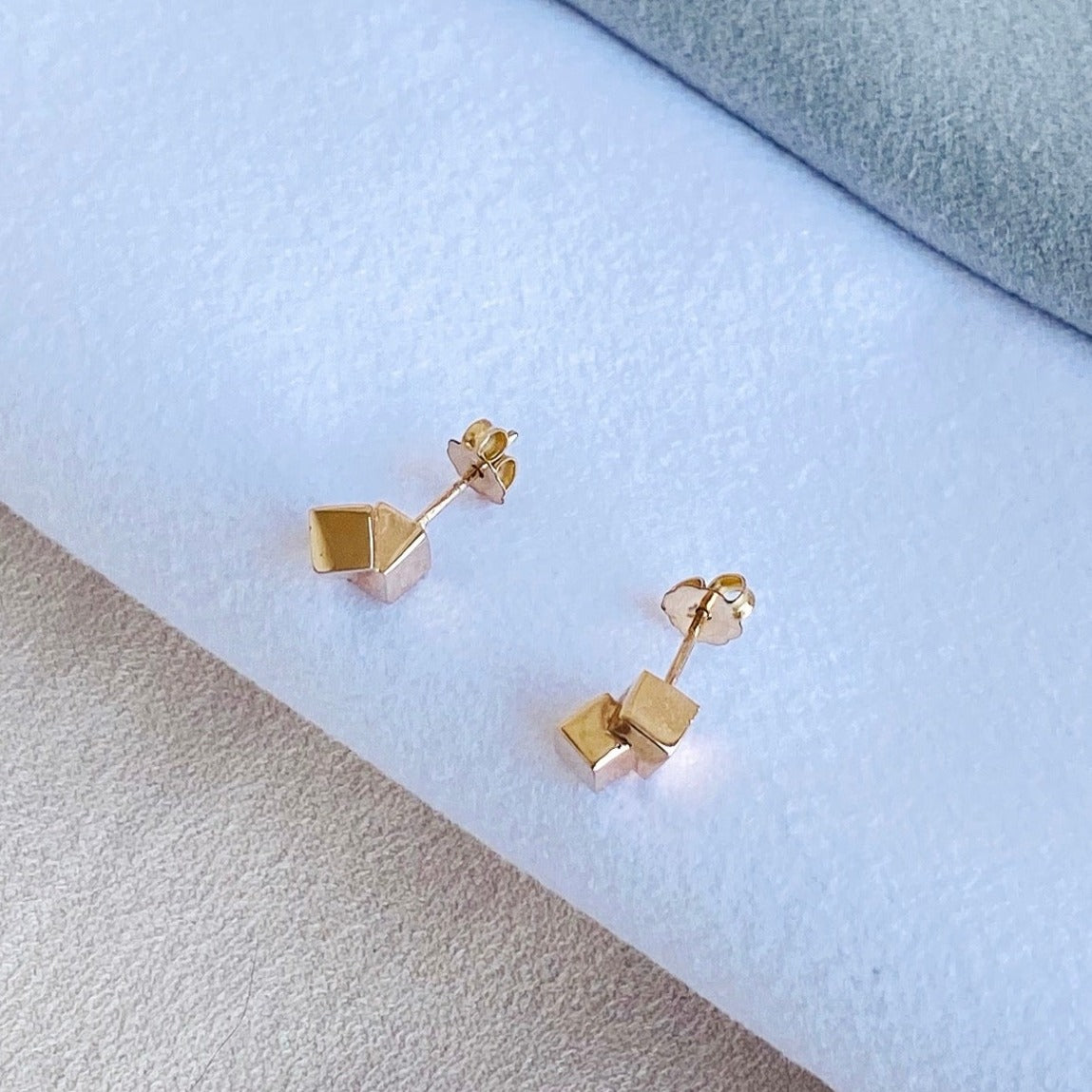 10K Yellow Gold Cubism Stud Earrings